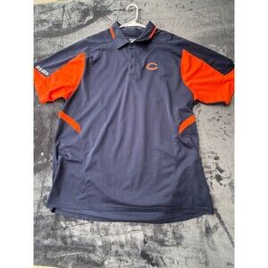 Reebok Mens 2XL Polo Golf Chicago Bears Blue/Orange NFL Season Short Sleeve